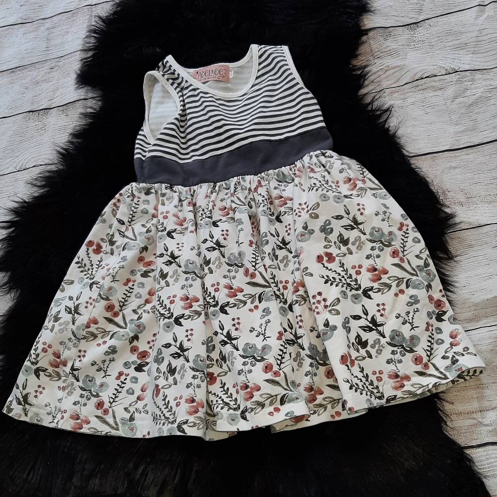 Adelaide Original Dress with pink and blue Flower